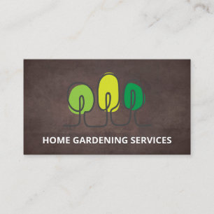 Trees Logo Landscaping Gardening Services Business Card