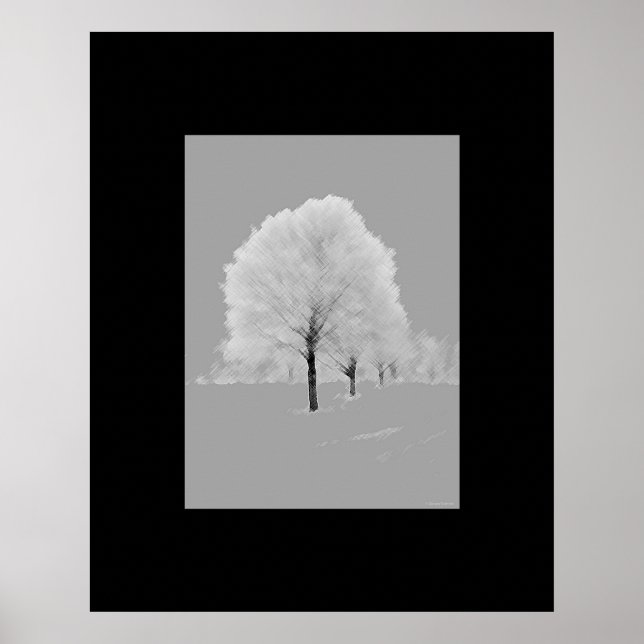 Trees - matted, black & white wall art (Front)