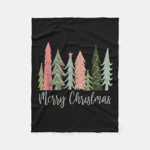 Trees Merry Christmas Xmas Santa Holiday Family Ma Fleece Blanket