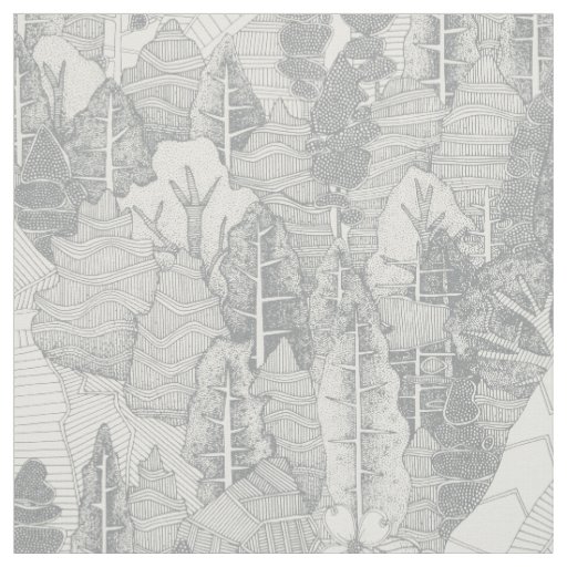 trees NC silver Fabric