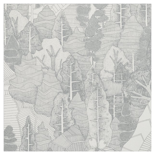 trees NC silver Fabric (Swatch)