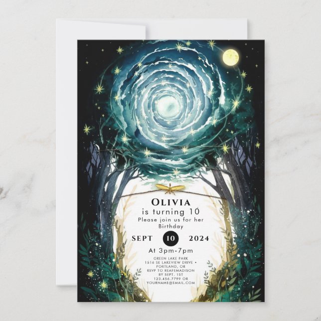 Trees of Magic Woodland Birthday Invitation (Front)