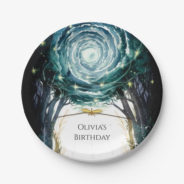 Trees of Magic Woodland Birthday Paper Plates (Front)