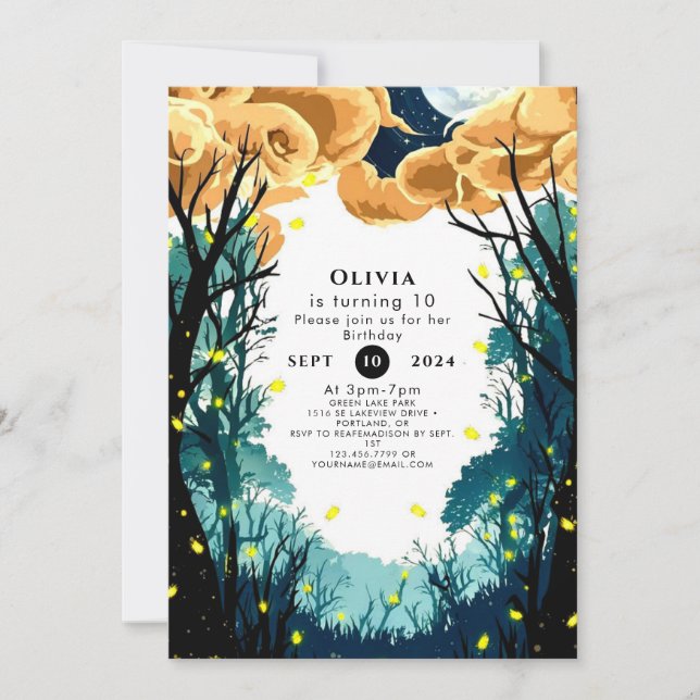 Trees of Pastel Woodland Birthday Invitation (Front)
