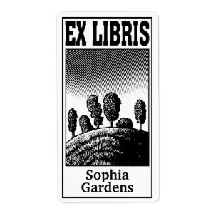 Trees On a Hill Ex Libris Label