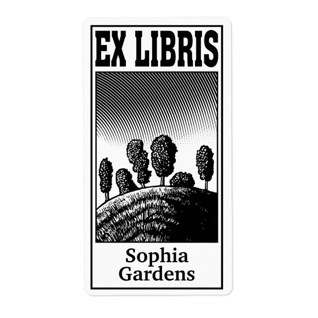 Trees On a Hill Ex Libris Label (Front)