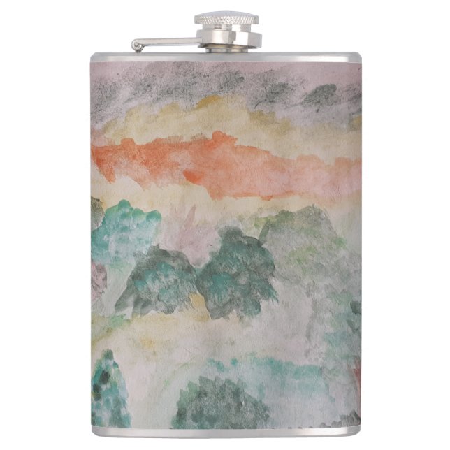 Trees On The Bay Vinyl Wrapped Flask (Front)