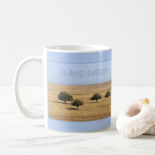 Trees on the Savannah, Öland, Sweden Coffee Mug (With Donut)