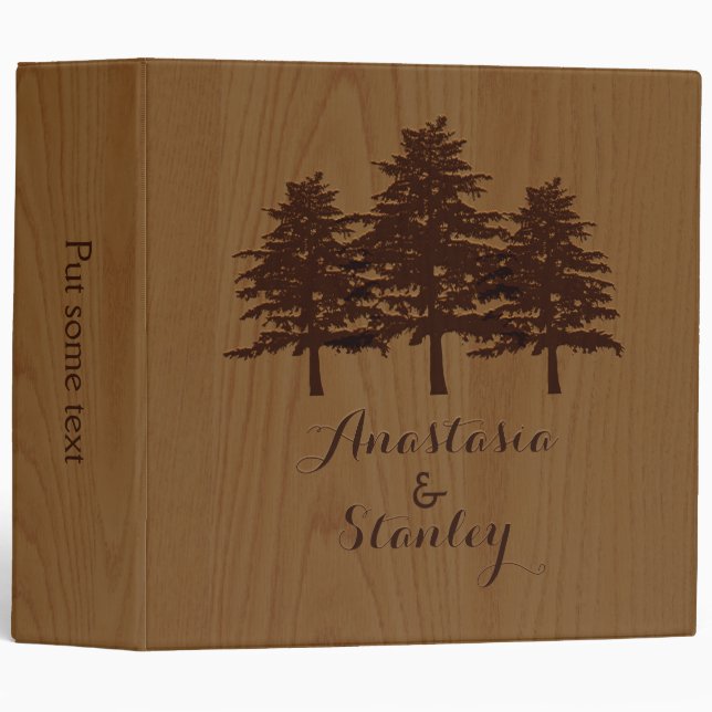 Trees on wood brown woodland wedding planner 3 ring binder (Front/Spine)