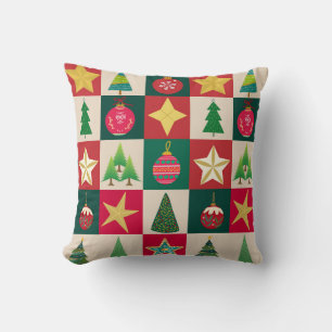 Trees Ornaments and Stars Throw Pillow