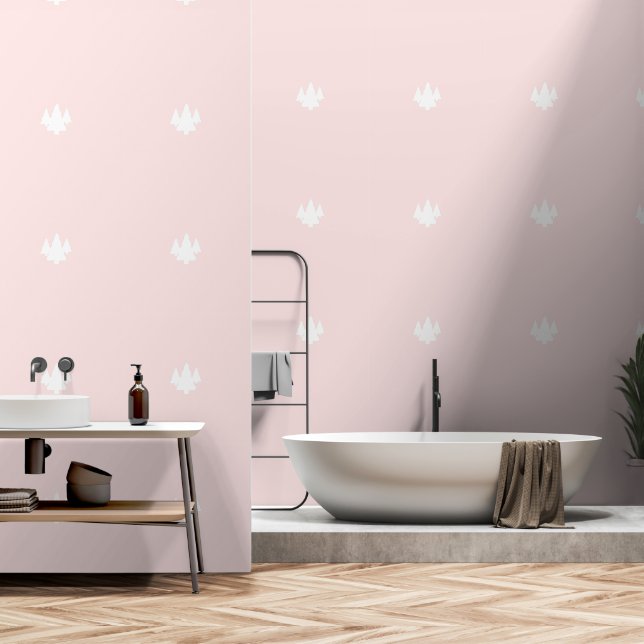 Trees Pale Pink  Wallpaper (Bathroom)
