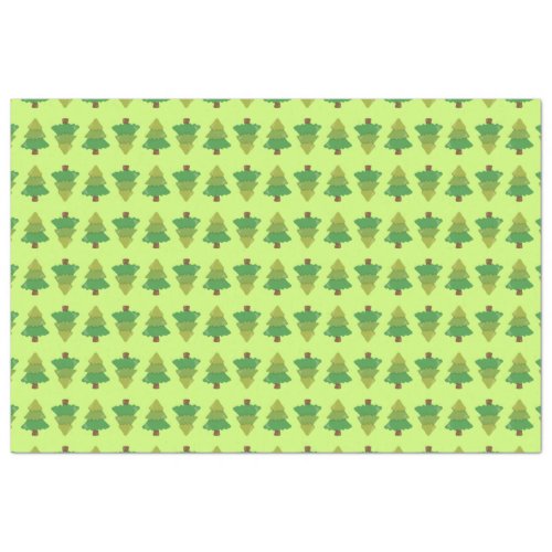 Trees Pattern on Green Tissue Paper