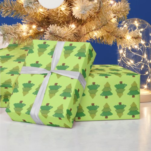Trees Pattern on Green Wrapping Paper