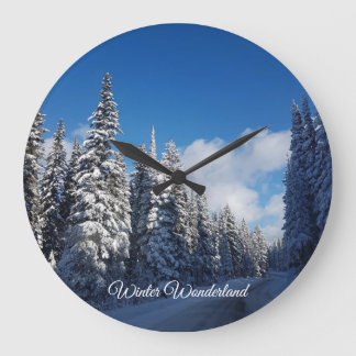 trees  peaceful calming snow  scenery winter large clock