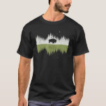Trees Reflection Bison Wildlife Forest Nature Anim T-Shirt