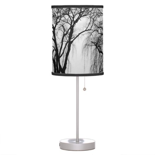 Trees silhouettes in winter table lamp