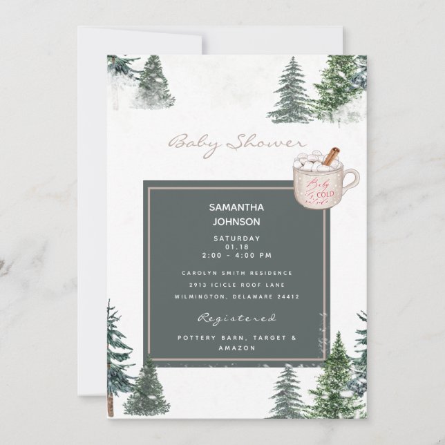 Trees & Snow Baby It's Cold Outside Shower Invitat Invitation (Front)
