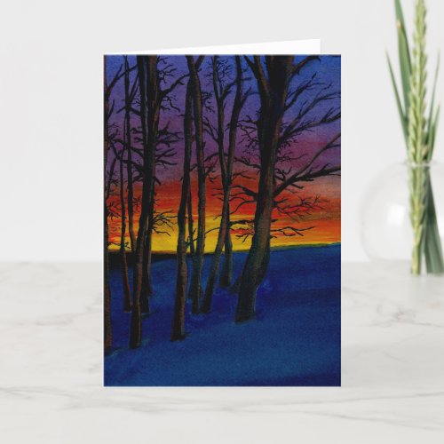 Trees Standing Tall at Stormy Sunrise Blank Card