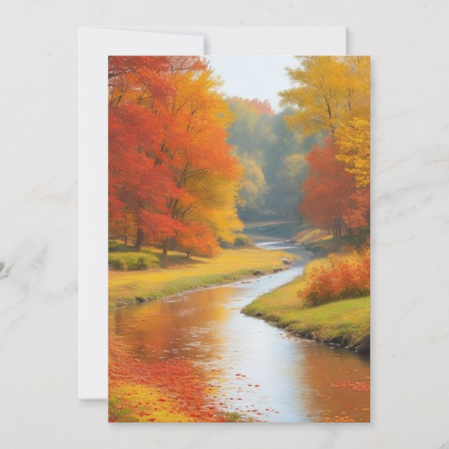 Trees Stream Colorful Autumns Wend Timeless Art Holiday Card (Front)