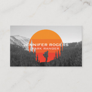 Trees Sun Logo   Outdoors   Camping Business Card