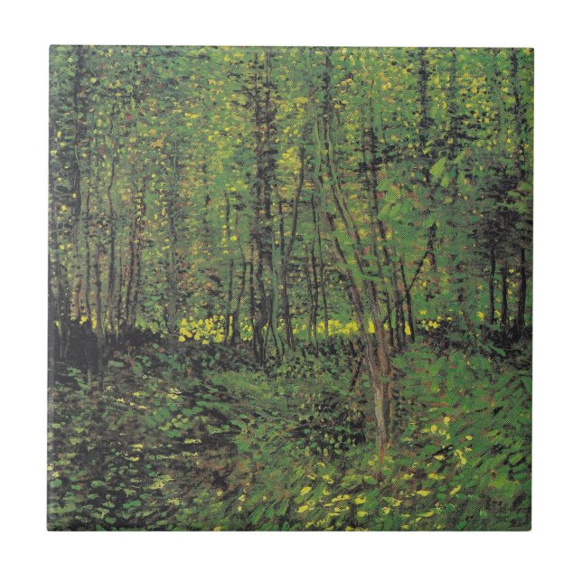 Trees & Undergrowth by Van Gogh Ceramic Tile (Front)
