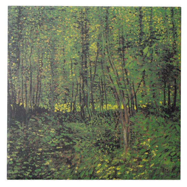 Trees & Undergrowth by Van Gogh Ceramic Tile (Front)