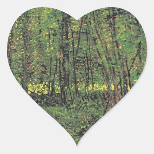 Trees  Undergrowth by Van Gogh Heart Sticker