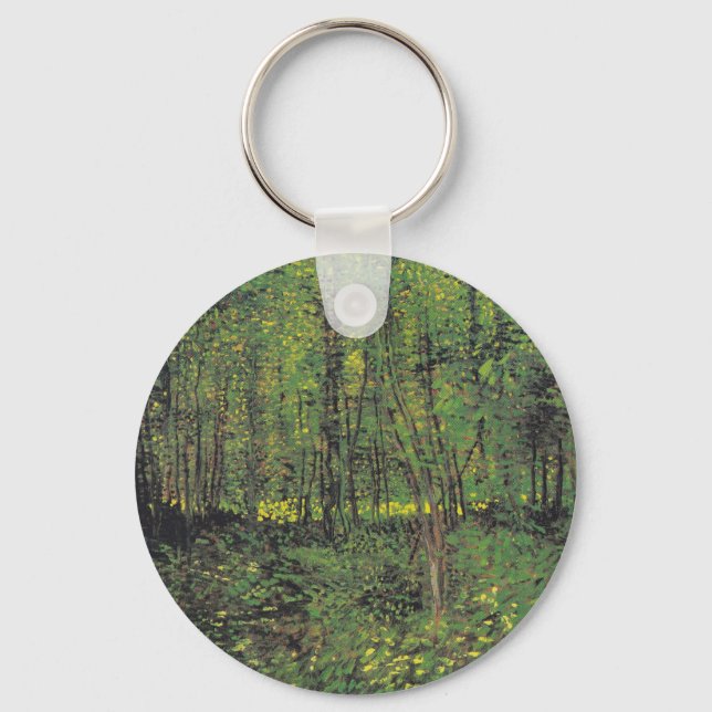 Trees & Undergrowth by Van Gogh Keychain (Front)