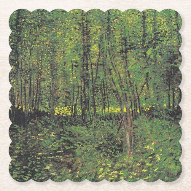 Trees & Undergrowth by Van Gogh Paper Coaster (Front)