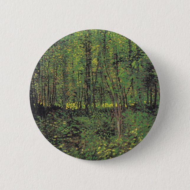 Trees & Undergrowth by Van Gogh Pinback Button (Front)