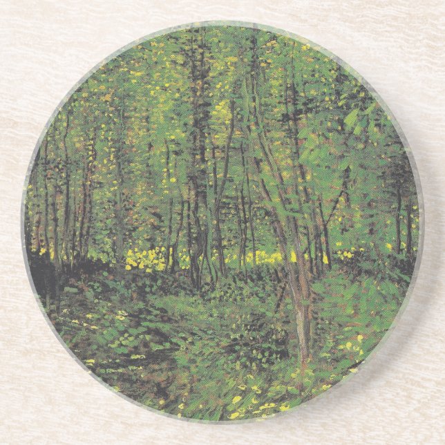 Trees & Undergrowth by Van Gogh Sandstone Coaster (Front)