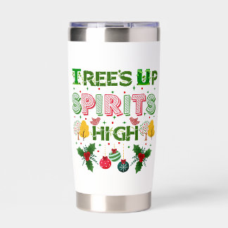 Trees up spirits high christmas holiday graphic insulated tumbler