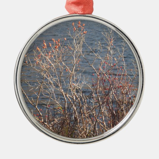 Trees & water scenery metal ornament