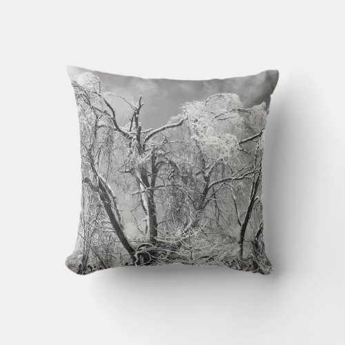 trees wear winter outdoor pillow