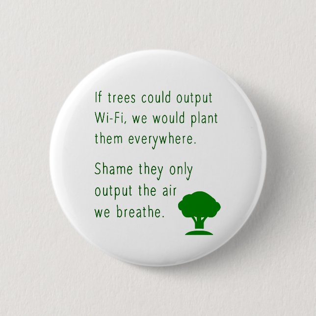 Trees / Wi-Fi / Save The Planet / Green Badge Button (Front)