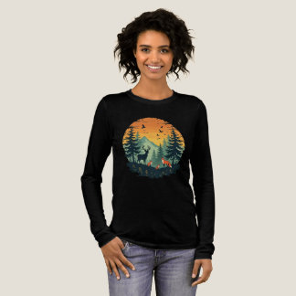 Trees Wildlife Nature Vintage Forest T-Shirt Tri-Blend Shirt