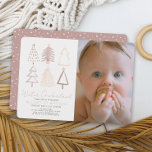 Trees Winter Onederland 1st Birthday Photo Invitation<br><div class="desc">This boho "winter onederland" girl's 1st/first birthday photo invitation features hand-painted christmas trees in pink shades. Personalize it for your needs. You can find matching products at my store.</div>