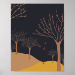 Trees With Falling Leaves Autumn Landscape Poster<br><div class="desc">Trees With Falling Leaves Autumn Landscape Poster</div>