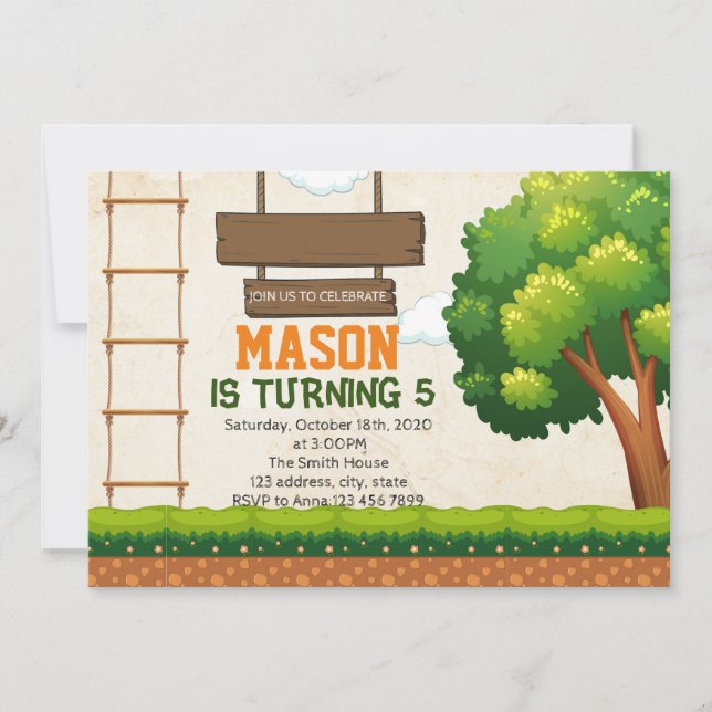 TreeTop Course party invitation (Front)