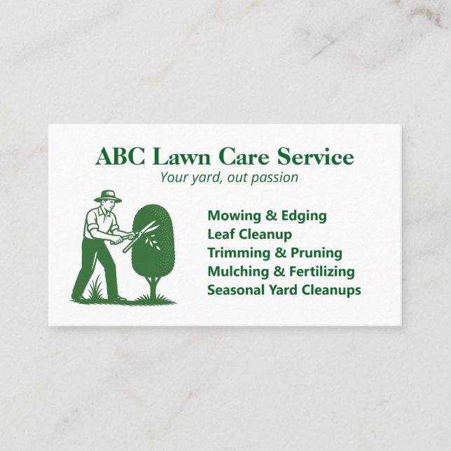 TreeTrim Pro Lawn Care  Business Card (Front)