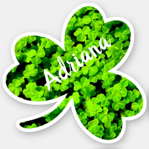 Trefoil Clover Leaf Cloverleaf Shape Custom Name Sticker