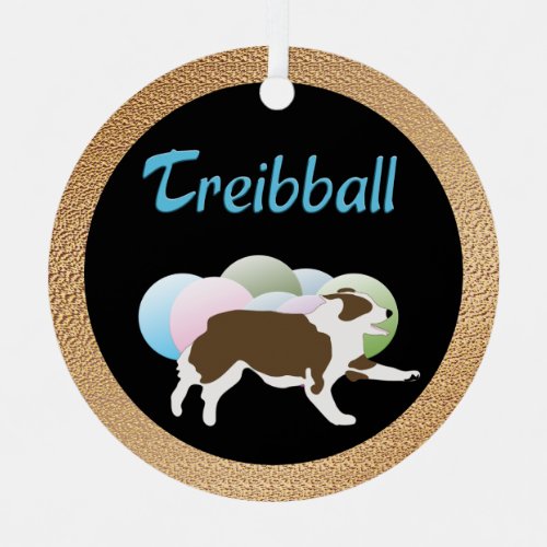 Treibball _ Cartoon Aussie and Balls v4 Metal Ornament