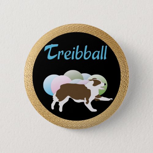 Treibball _ Cartoon Aussie and Balls v5 Button