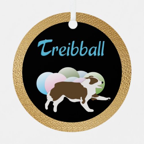 Treibball _ Cartoon Aussie and Balls v6 Metal Ornament