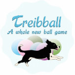 Treibball Cutout<br><div class="desc">This treibball design shows a cartoon style dog running around a "flock" of large gym or exercise balls. The text reads "Treibball A whole new ball game" in recognition of this new dog sport. This is the urban version of herding, without the expense of livestock. Enjoy your Treibball t-shirts, sweatshirts,...</div>