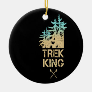 Trekking and Hiking Outdoor Vintage Forest Design Ceramic Ornament