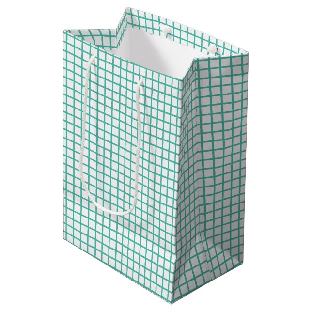 Trellis Bluegrass Green - White Medium Gift Bag (Front Angled)