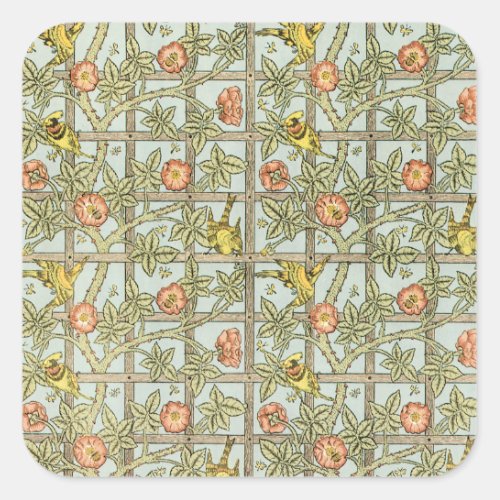 Trellis by William Morris Vintage Garden Textile Square Sticker