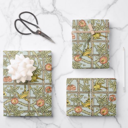 Trellis by William Morris Vintage Garden Textile Wrapping Paper Sheets