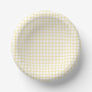 Trellis Canary Yellow - White Paper Bowls